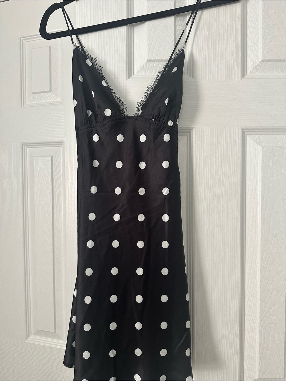 Polka Dot Slip Mini Dress - Black/White